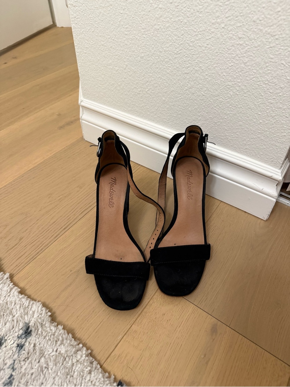 Madewell Black Suede Open-Toe Ankle-Strap Heels
